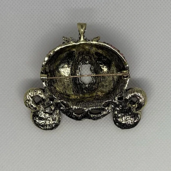 Cinderella Pink Rhinestone Pumpkin Carriage Brooch/Pin - Disney Princesscore - Picture 3 of 7